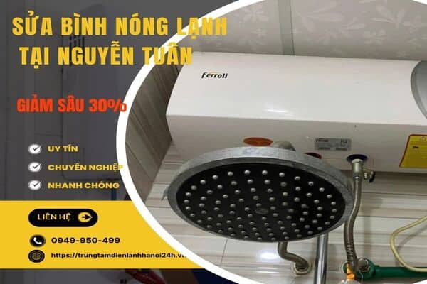 Kỹ thuật viên thay linh kiện bình nóng lạnh tại Nguyễn Tuân, sử dụng phụ kiện chính hãng
