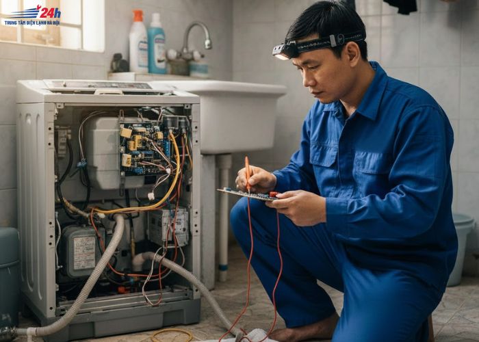 dấu hiệu máy giặt kêu to khi vắt