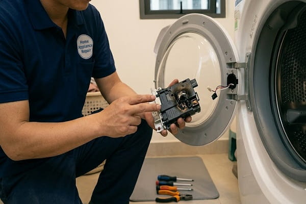 Khóa cửa máy giặt Electrolux bị hỏng cần thợ kiểm tra và thay thế Khóa cửa máy giặt Electrolux bị hỏng cần thợ kiểm tra và thay thế
