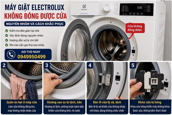 Máy giặt Electrolux không đóng được cửa cần kiểm tra và sửa chữa tại nhà Máy giặt Electrolux không đóng được cửa cần kiểm tra và sửa chữa tại nhà